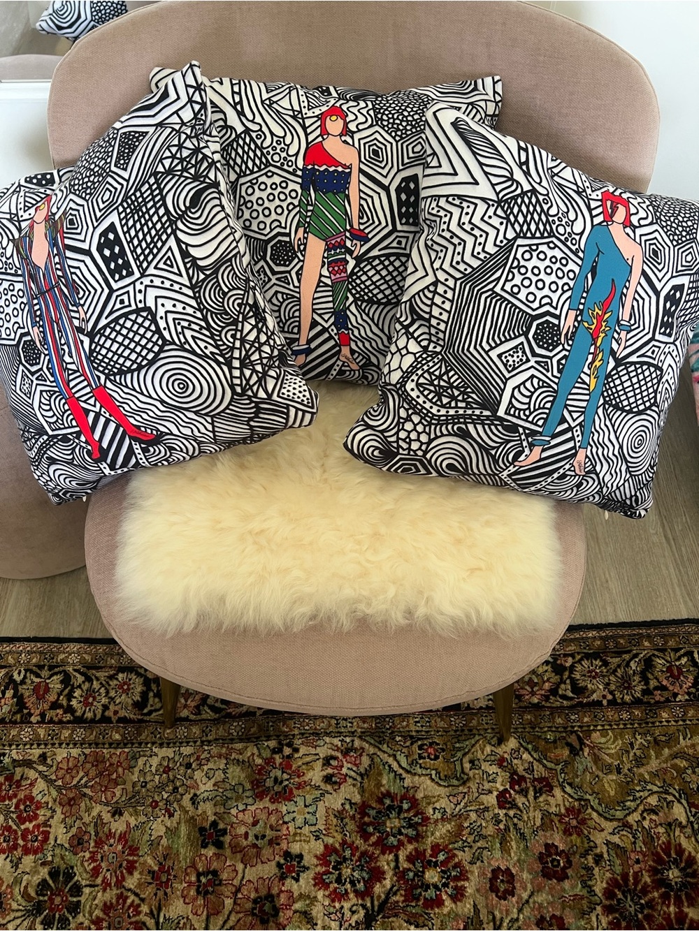 ⚡️Abstract Graphic David Bowie Print Throw Pillows set of three❤️‍🔥